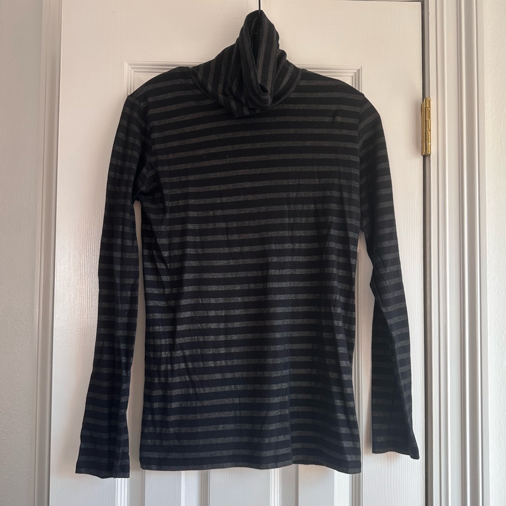 Majestic Filatures Striped Cotton Cashmere Deluxe Tshirt Turtleneck - Size 2